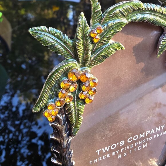 Vintage Photo Frame Twos Company 5x3 Decorative Palm Tree & Amber Jewel Tropical - Picture 4 of 6